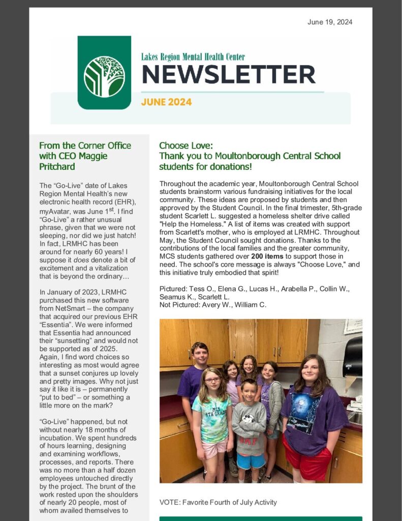 June Newsletter 2024 – Lakes Region Mental Health Center
